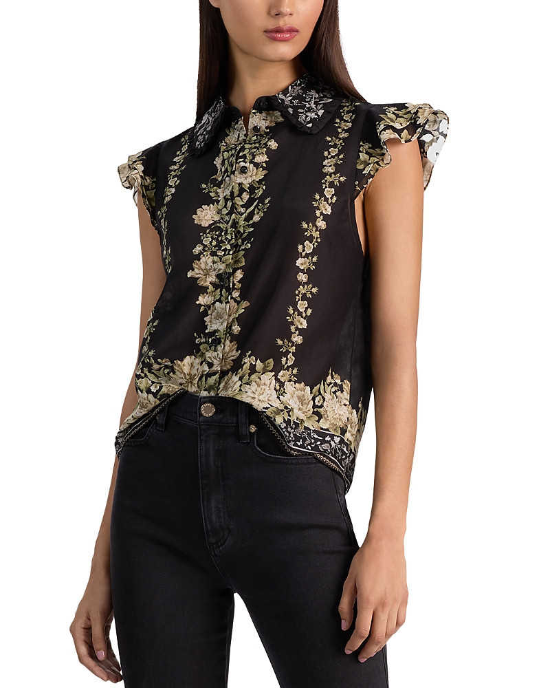 Alice and Olivia Martel Flutter Sleeve Top | Bloomingdale's (US)
