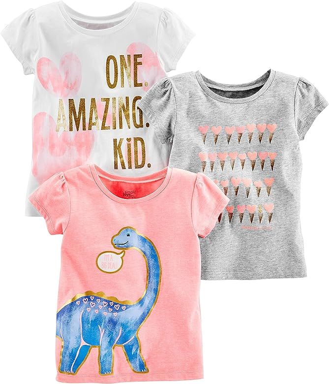 Simple Joys by Carter's Toddler Girls' 3-Pack Short-Sleeve Graphic Tees | Amazon (US)