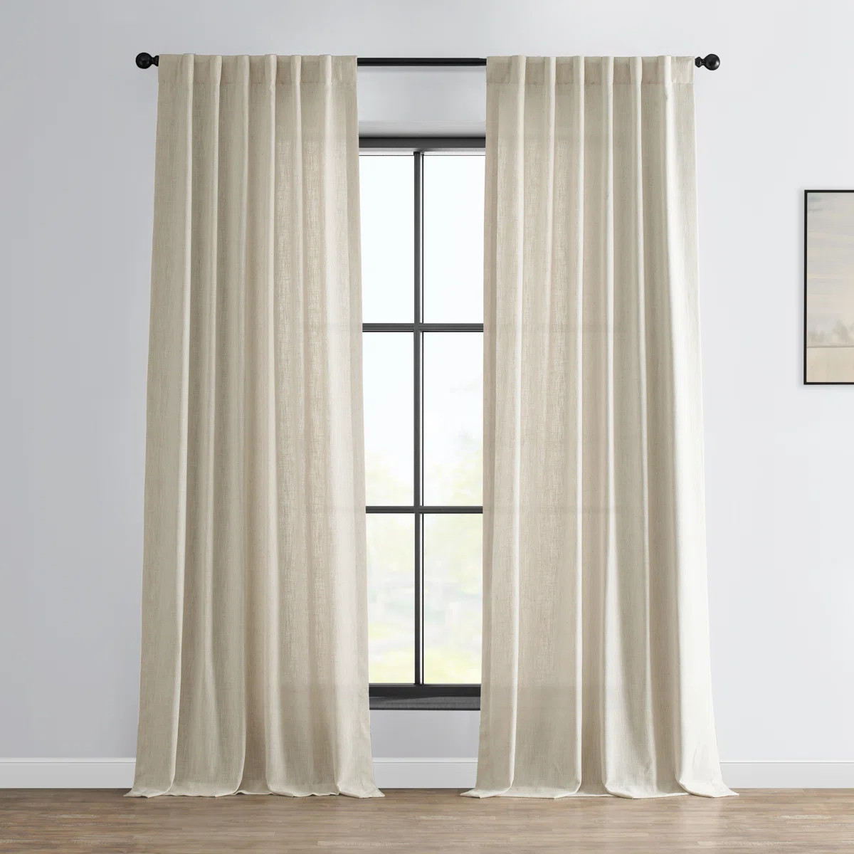 Clem Heavy Faux Linen Light Filtering Curtains For Bedroom & Living Room Curtains - Single Panel ... | Wayfair North America