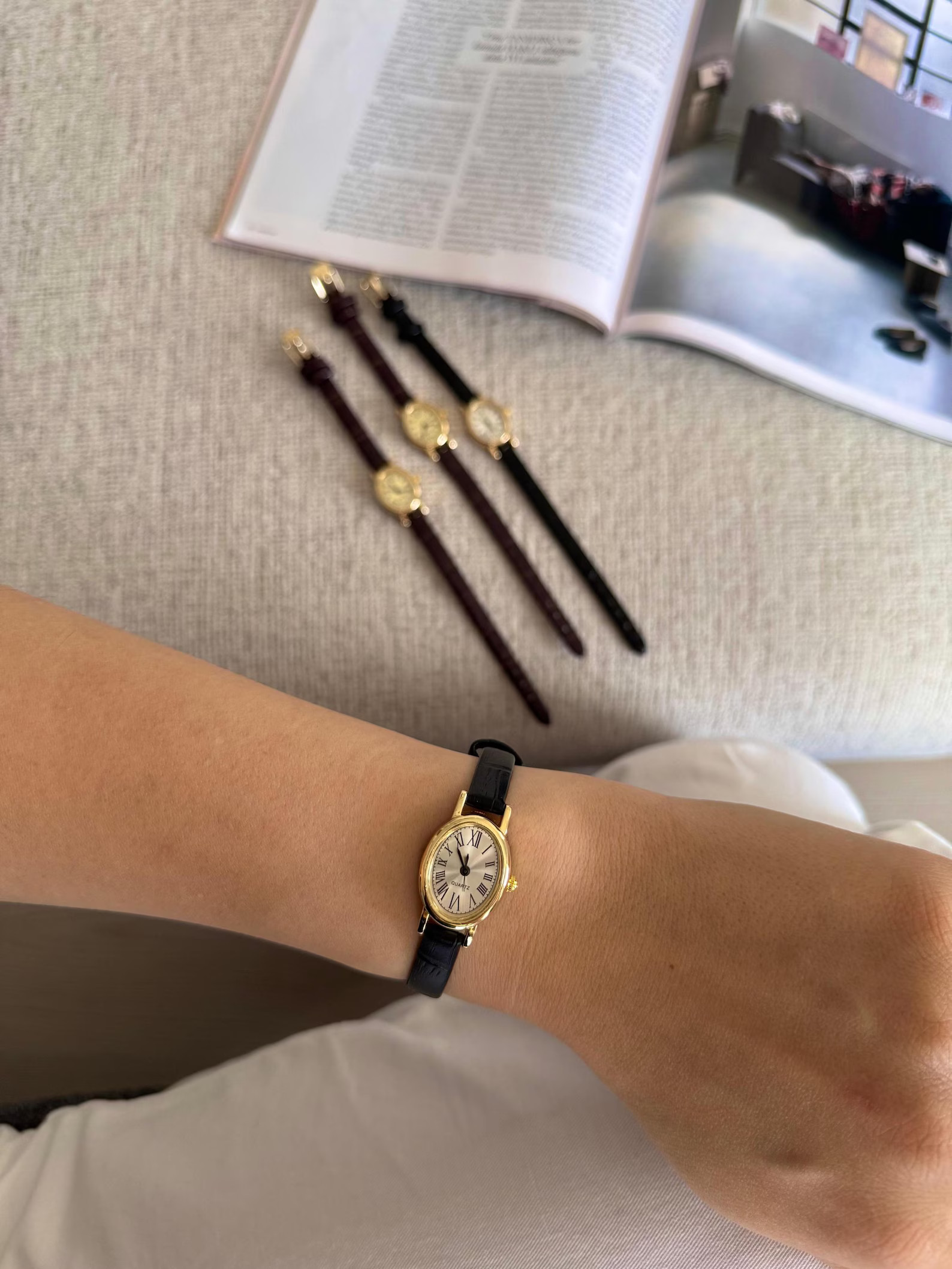 Vintage Style Women's Watch – Gold Oval Case, Roman Numerals, Faux Leather Strap, Elegant Quart... | Etsy (US)