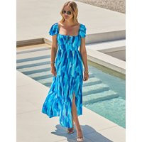 SOSANDAR Printed Square Neck Midaxi Tiered Dress Blue Mix | Marks & Spencer (UK)