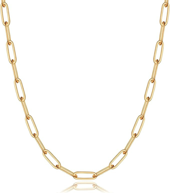 GLIVEOR 925 Sterling Silver Clasp 3mm Paperclip Chain Necklace for Women Diamond Cut Silver Chain... | Amazon (US)