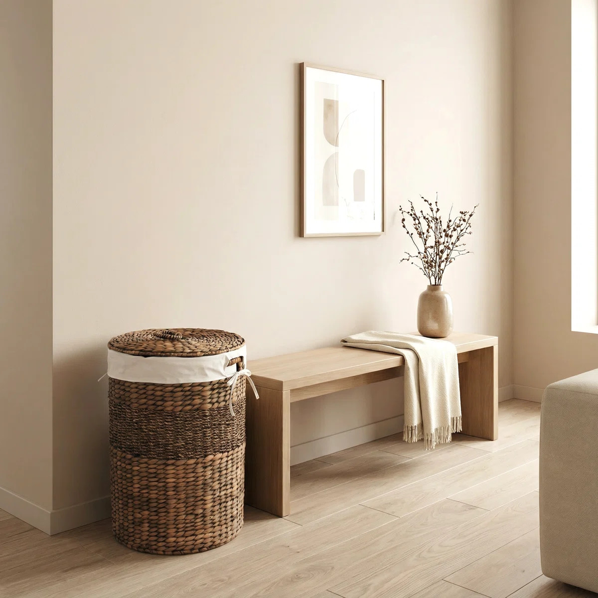 Abercromby Abercromby Water Hyacinth Round Laundry Hamper, Choco Brown – Woven Clothes Basket w... | Wayfair North America