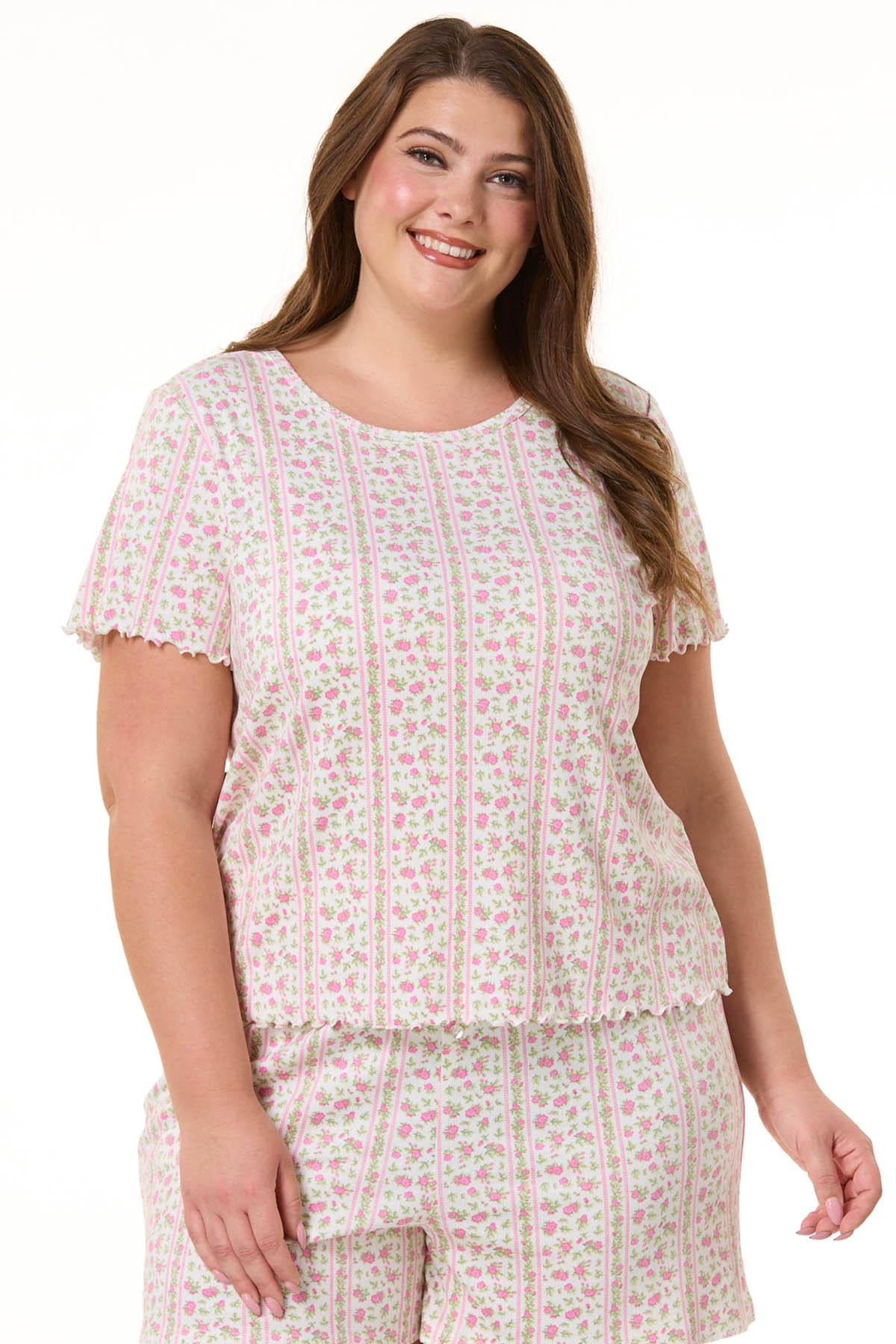 Plus Size Floral Pointelle Sleep Set | Cato Fashions