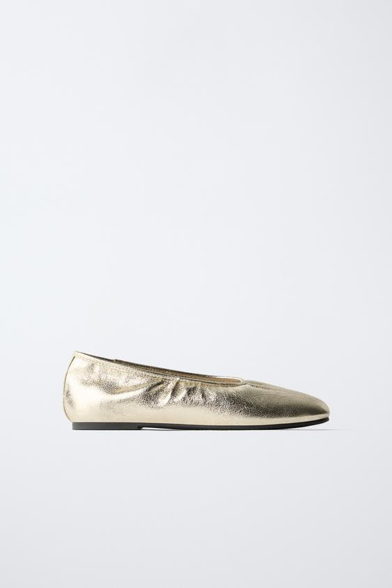 METALLIC BALLET FLATS | Zara US