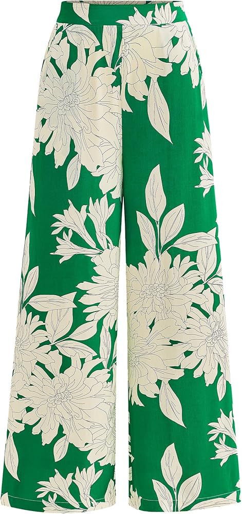 BTFBM Womens Wide Leg Summer Pants 2025 Boho Beach Vacation Loose Elastic Waist Printed Palazzo P... | Amazon (US)