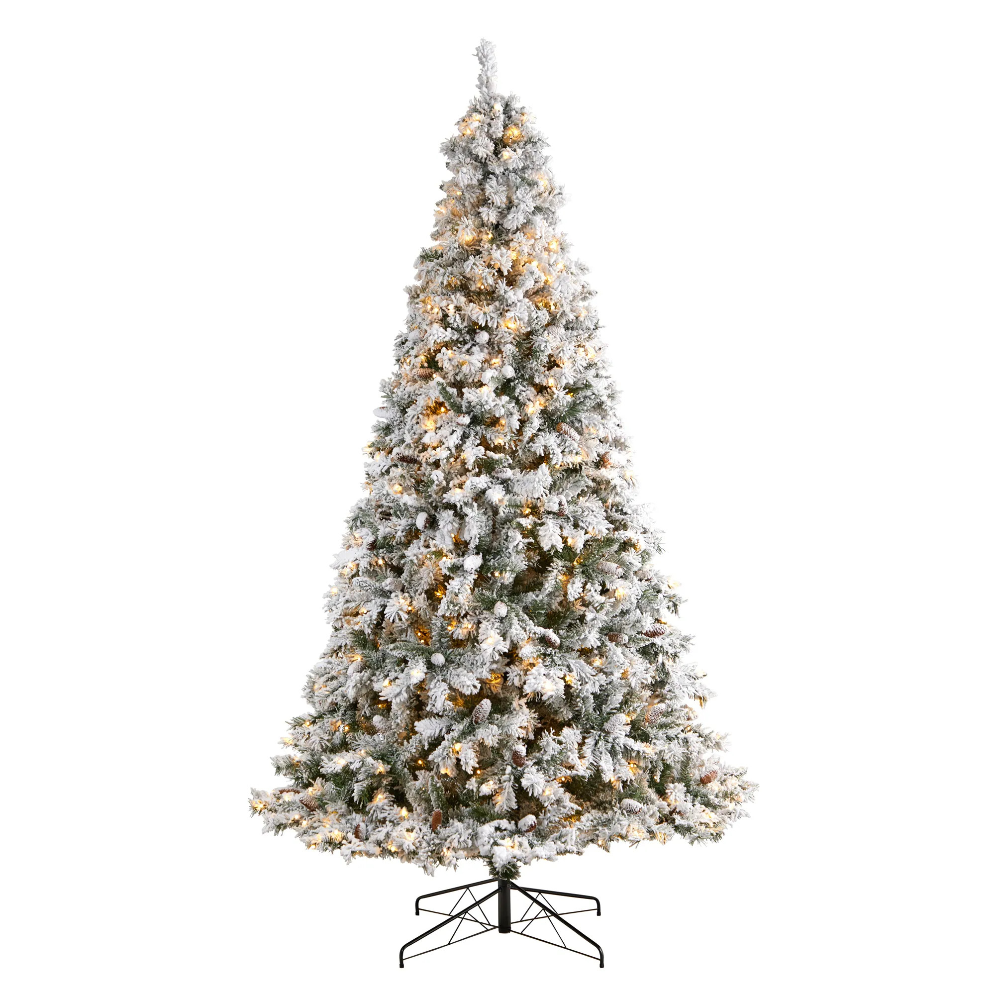9' Flocked White River Mountain Pine Christmas Tree with Lights - 108 | Bed Bath & Beyond