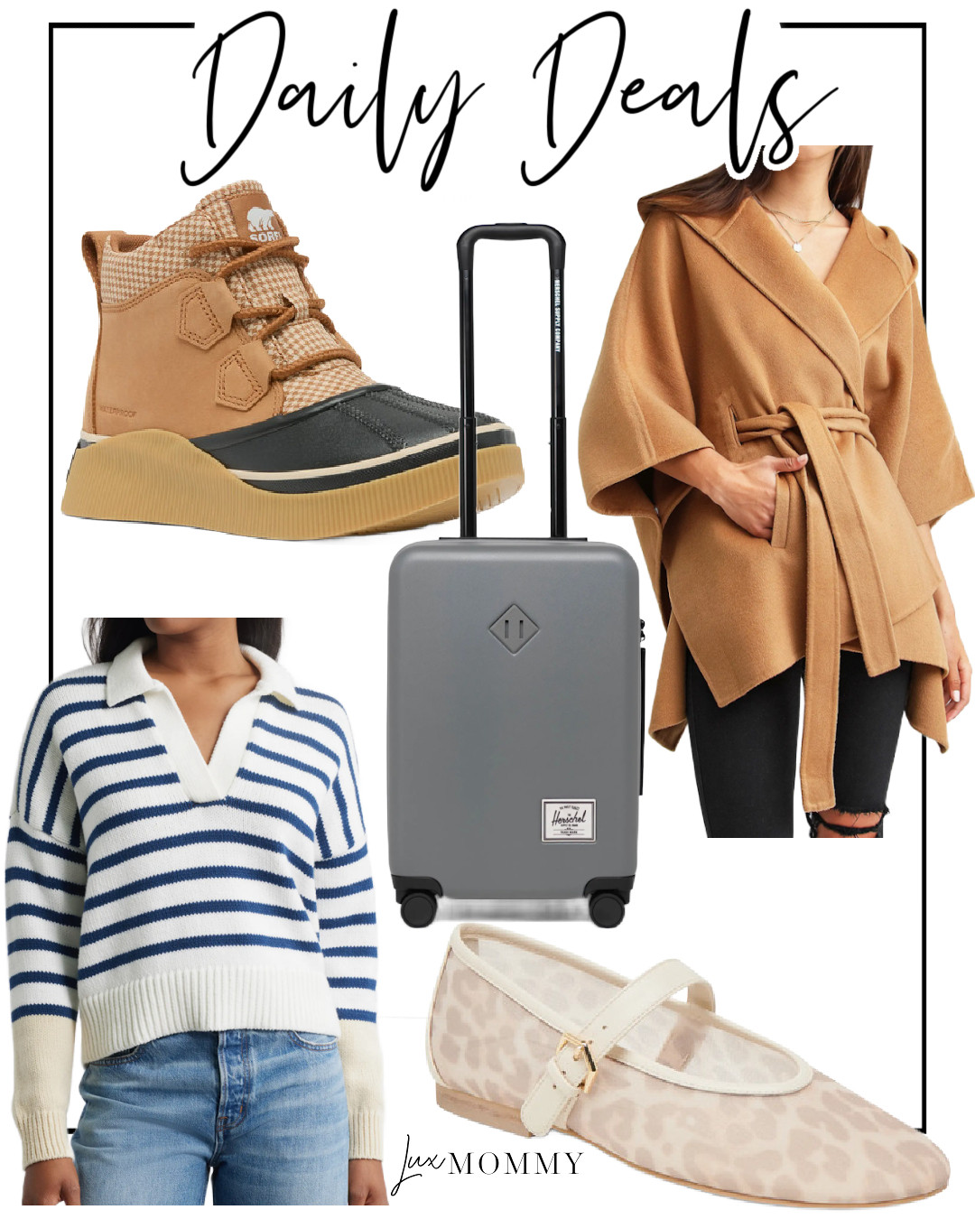 Daily Deals, Deals of the day!!
Sorel, Waterproof Duck Boot, Dolce Vita, Mary Jane Flat, Madewell, Stripe Polo Sweater, Belle & Bloom, Wool Blend Cape Coat, Herschel, Large Carry-On Luggage 

 #LTKHoliday #LTKFindsUnder100 #LTKTravel