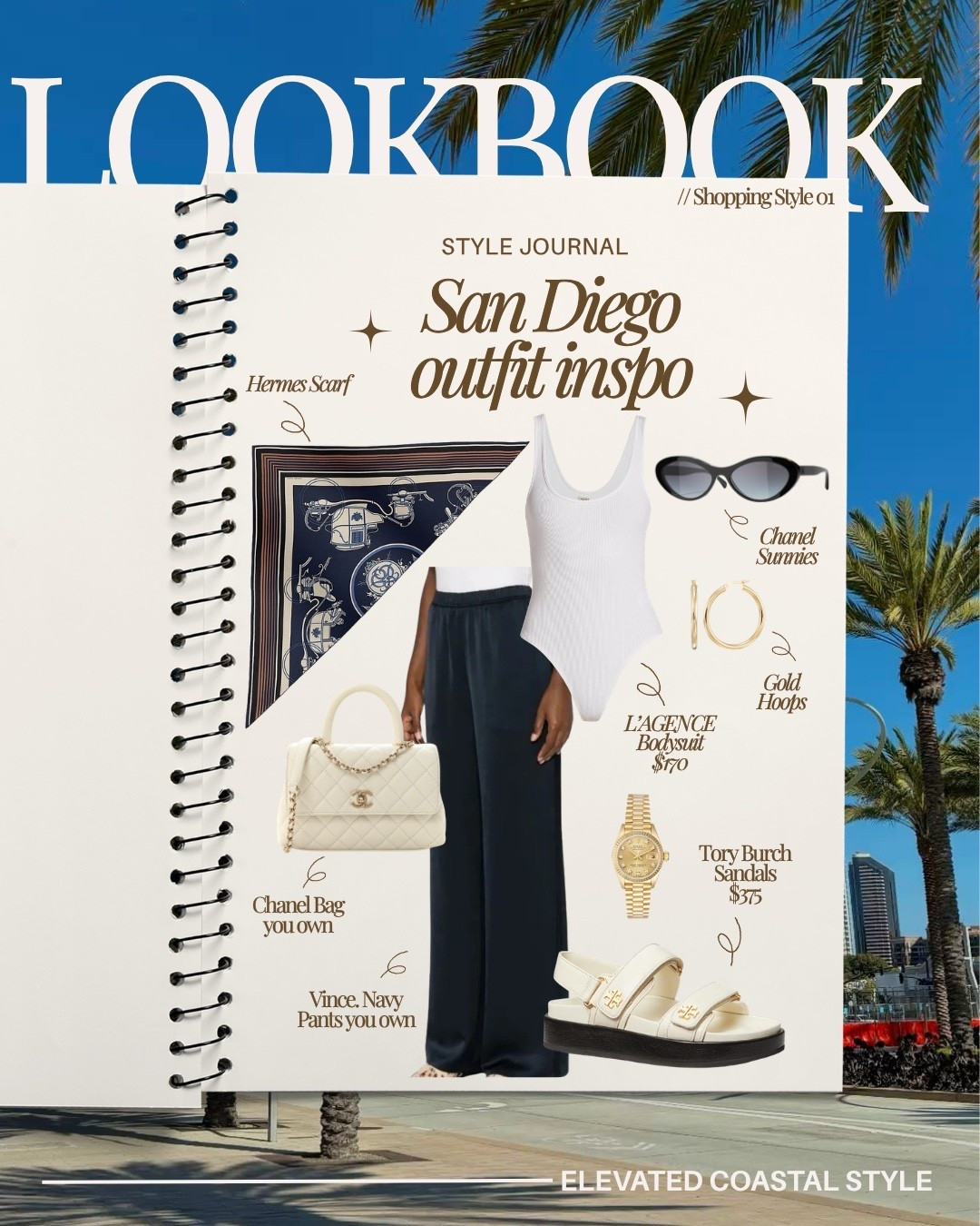 Styling Jess for San Diego
Shopping style 01

Vince pants
Hermes scarf
Chanel bag
Chanel sunglasses
L’agence bodysuit
Tory Burch Sandals

Vacation styling, travel, Shopping style, shopping outfit, bodysuit, designer, petite, Hermes, scarf, sunnies, bag, purse, sandals

#LTKTravel #LTKootd #LTKPetite