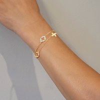 Metal Quatrefoil Double Layered Bracelet, Clover Four Leaf Lucky Jewelry, Bridesmaid Gifts | Etsy (US)