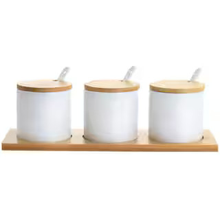 GIBSON ELITE Gracious Dining 10-Piece Fine Ceramic Jars Condiment Server Set in White 985118493M ... | The Home Depot