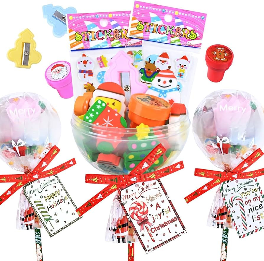 Waipfaru Christmas Gifts for Students - 24 Pack Giant Lollipop - Shaped Stationery Set with Chris... | Amazon (US)