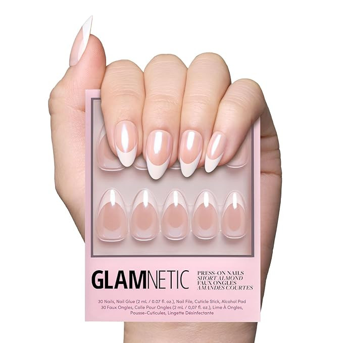 Glamnetic Press On Nails - Mrs. | Short Almond Fake Nails with French Tips and Glossy, Glazed Fin... | Amazon (US)