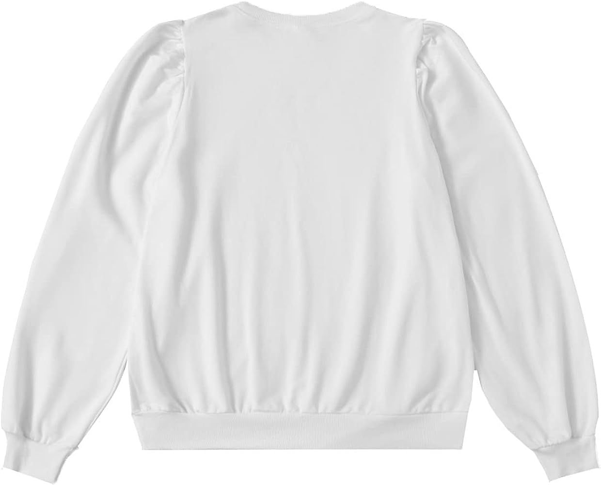 ROMWE Women's Casual Puff Long Sleeve Crewneck Solid Sweatshirt Pullover | Amazon (US)