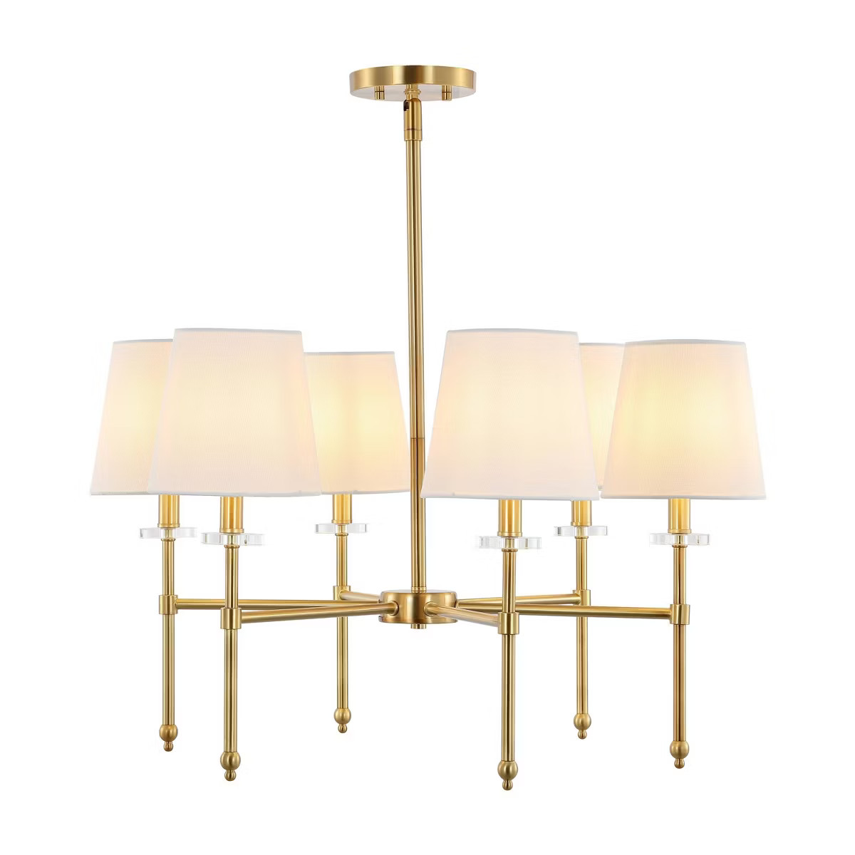 27" 6-Light Cillian Mid-Century Modern Iron LED Chandelier Brass Gold - JONATHAN Y | Target