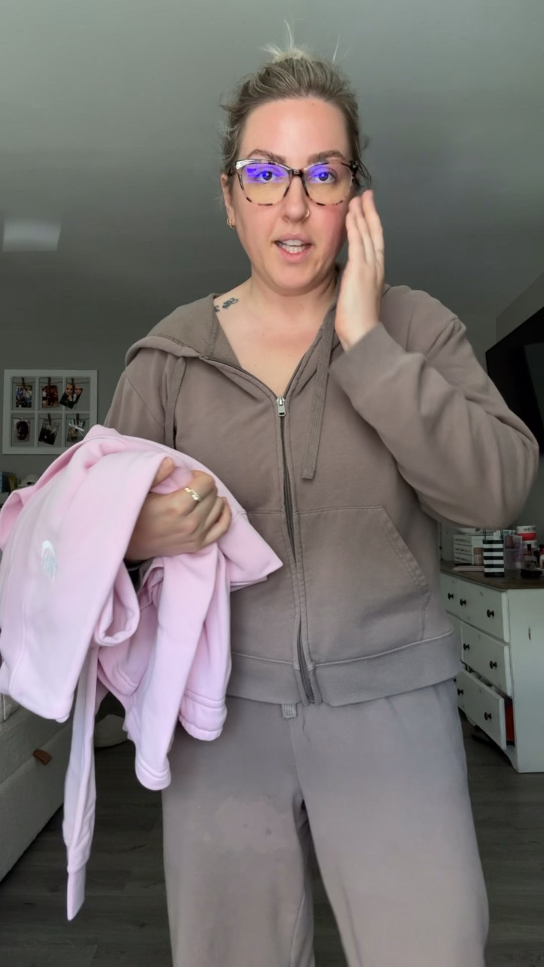 The cutiest baby pink sweat set in all the land! Size down one in the cardigan, it runs big.

#LTKootd #LTKMidsize #LTKSaleAlert
