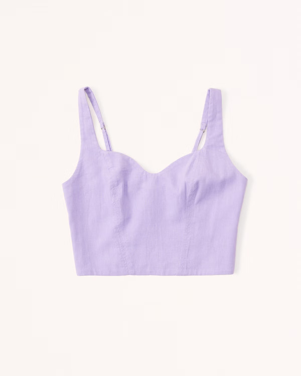 Linen-Blend Notch-Neck Set Top | Abercrombie & Fitch (US)