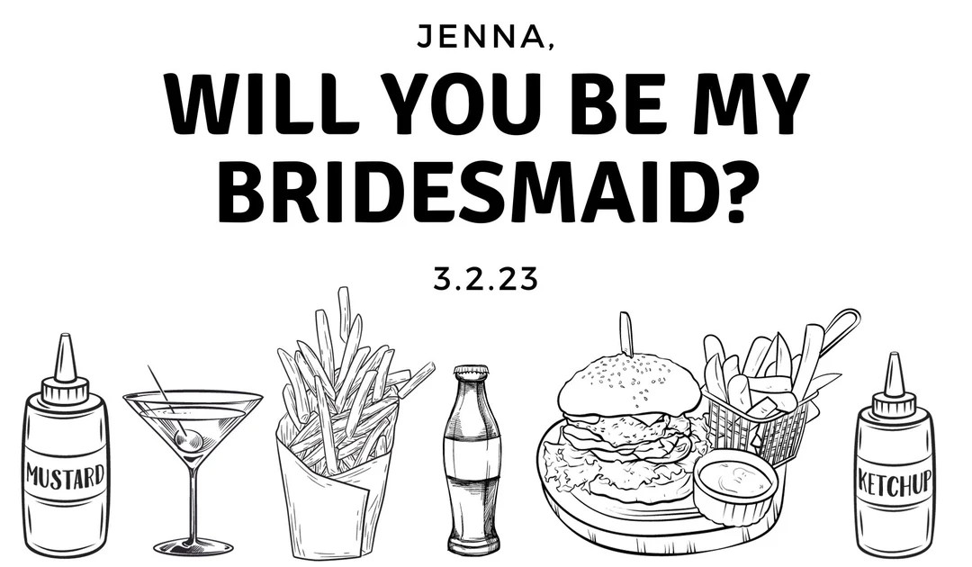 Customizable Digital Download Bridesmaid Burger Proposal Ask - Etsy | Etsy (US)