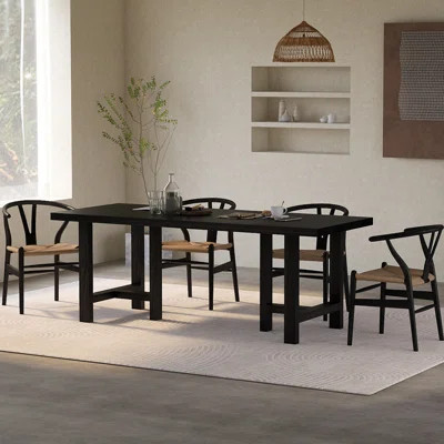 Black Vintage Ash Solid Wood Dining Table | Wayfair North America