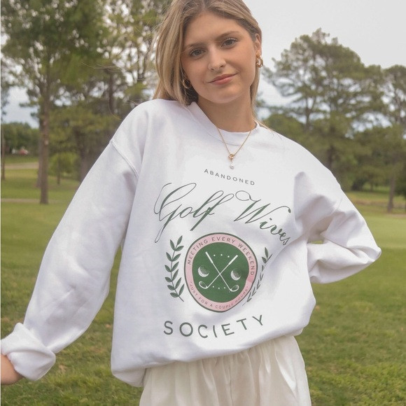 NWOT Friday + Saturday White Golf Wives Society Sweatshirt | Poshmark
