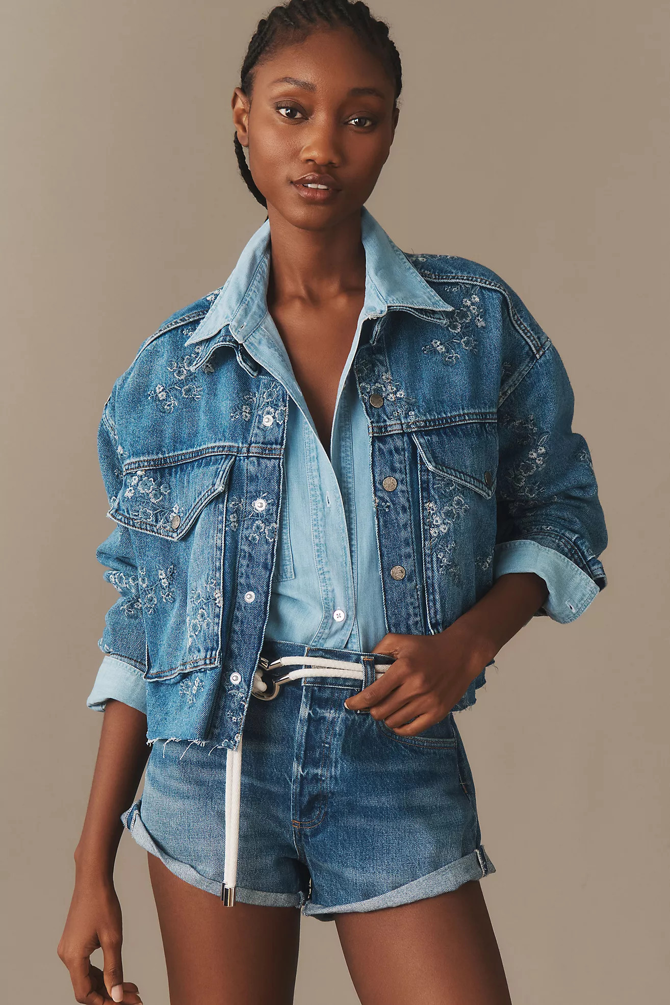 Pilcro Embroidered Utility Denim Jacket | Anthropologie (US)