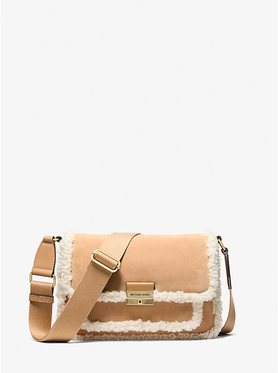 Bradshaw Medium Suede and Faux Shearling Messenger Bag | Michael Kors US