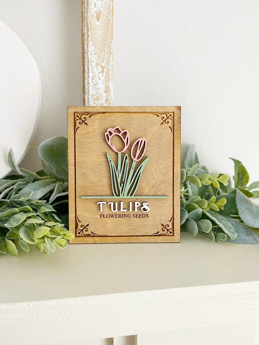 Tulips seed packet sign, tiered tray decor, spring decor, Floral signs | Etsy (US)