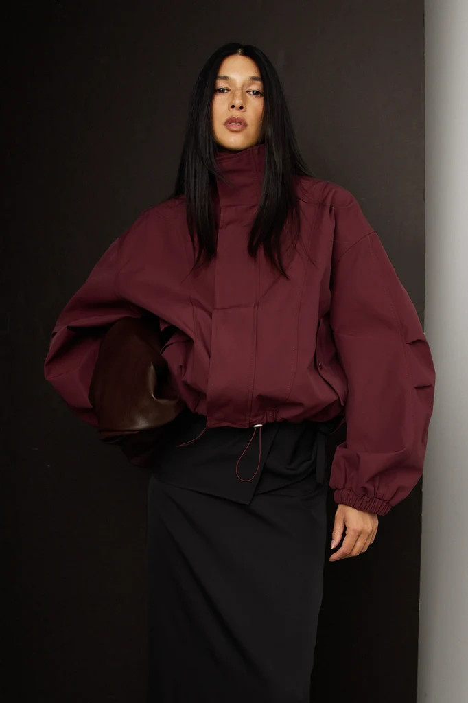 HIGH FUNNEL NECK CROPPED DRAWSTRING JACKET | OAK + FORT