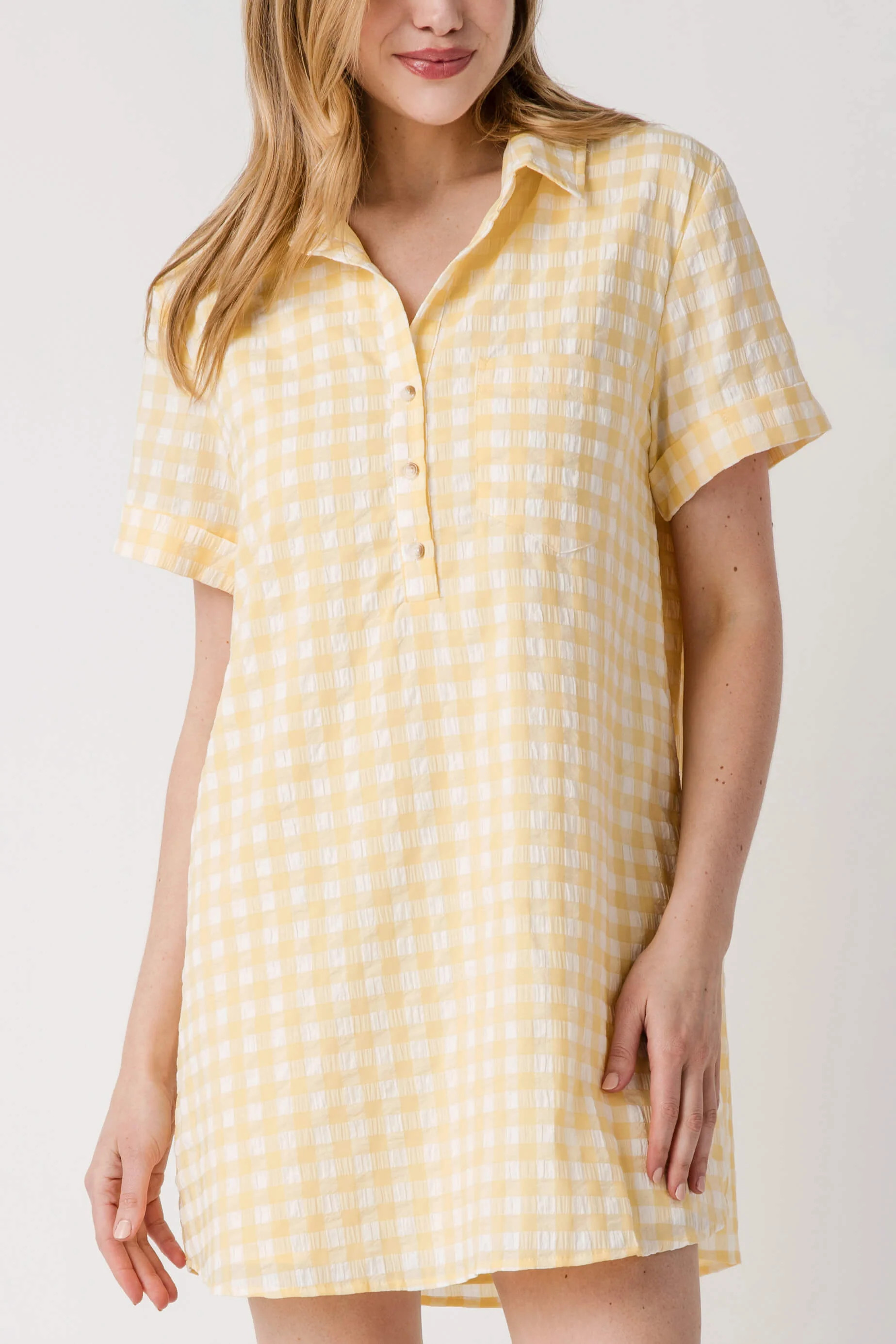 Day + Moon Gingham Easy Shirt Dress With Pocket Detail | Social Threads