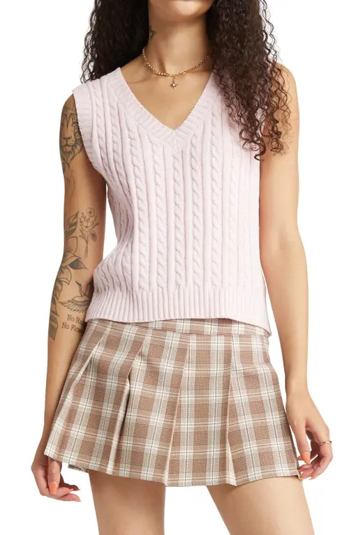 BP. Cable Knit Sweater Vest in Pink Chalk at Nordstrom, Size Large | Nordstrom