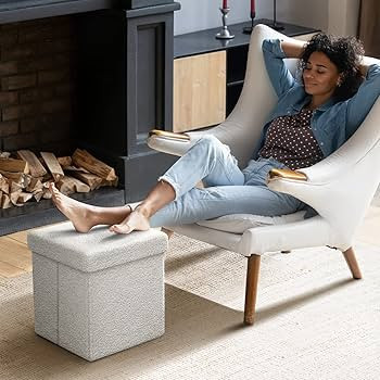 Sorbus Teddy Fabric Storage Ottoman - 15 Inch Foldable Ottoman Cube - Multipurpose Cozy Ottoman, ... | Amazon (US)