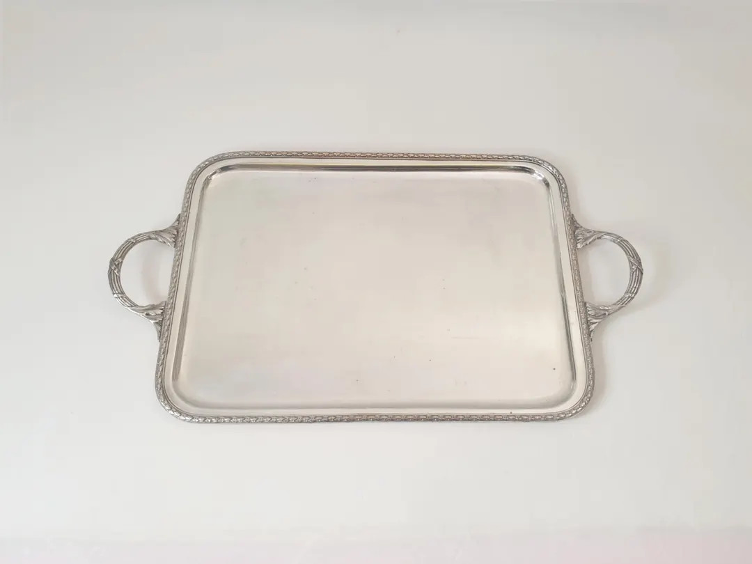 Vintage Large Silver Plated Rectangular Serving Tray With Handles in Louis XVI Style - Etsy | Etsy (US)