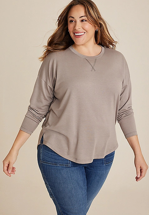 Plus Size 24/7 Clara Long Sleeve Tee | Maurices