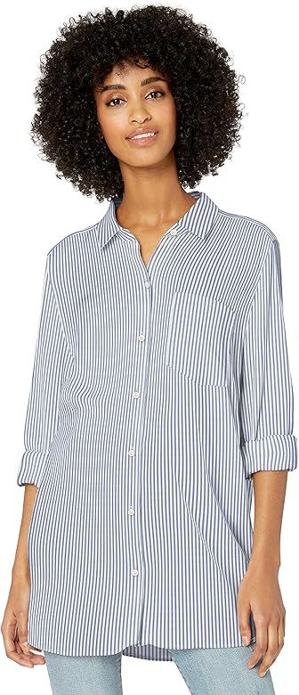 Amazon Brand - Goodthreads Women's Modal Twill Long-Sleeve Button-Front Tunic Shirt | Amazon (US)