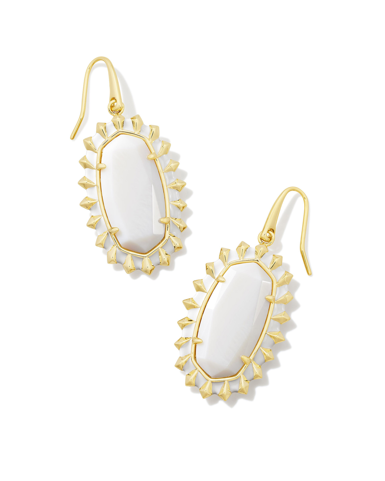 Dani Gold Color Burst Frame Drop Earrings in White Mother-of-Pearl | Kendra Scott