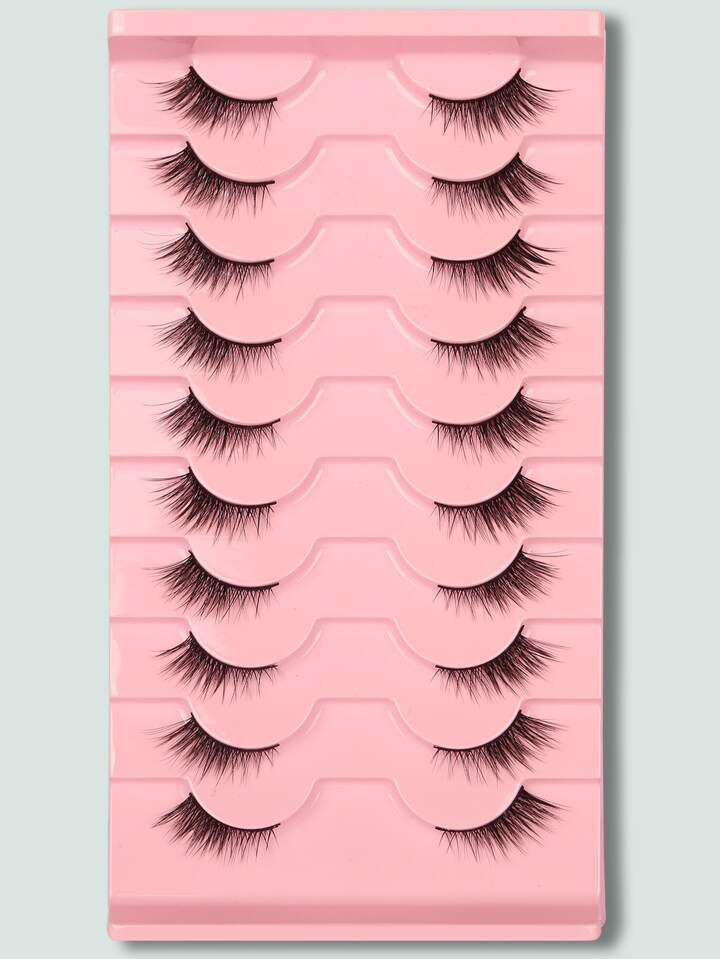 10pairs Natural Crossed Eyelashes With Cat Eye Effect And Extended Ends, Essential For Daily And ... | SHEIN