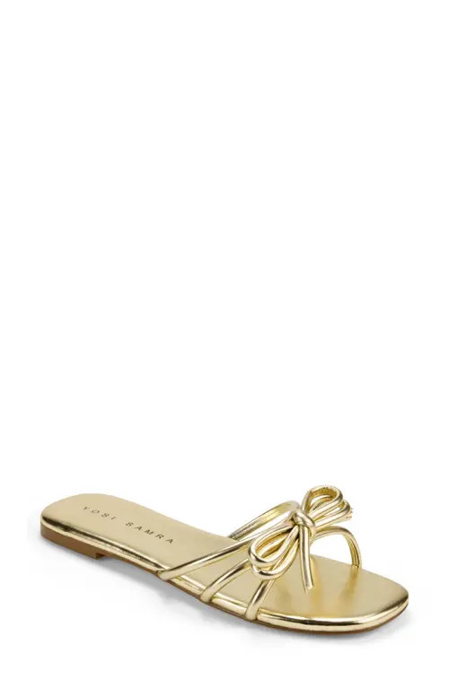 Yosi Samra Nicole Bow Slide Sandal in Gold at Nordstrom, Size 10 | Nordstrom