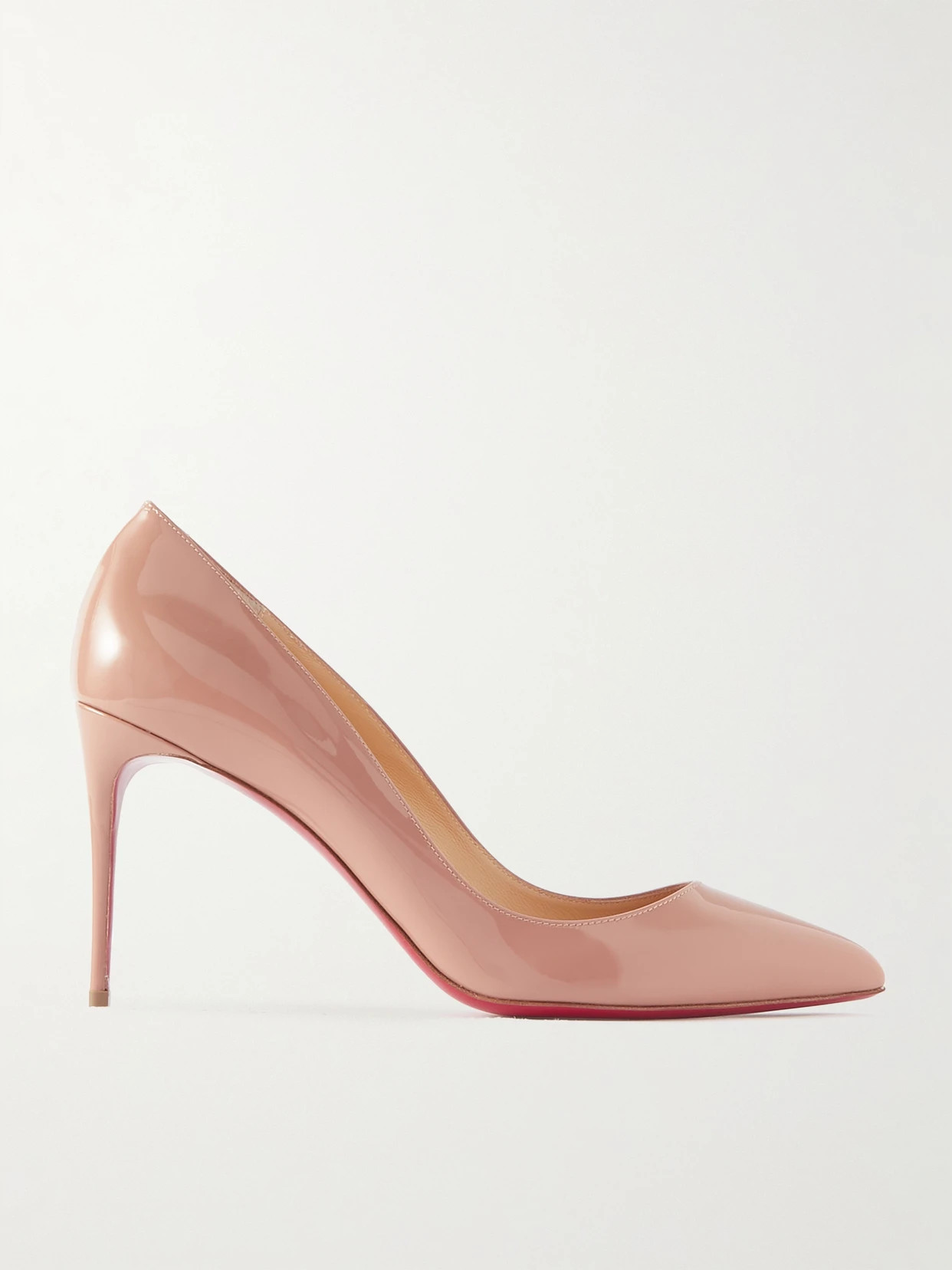 Christian Louboutin - Pigalle Follies 85 Patent-leather Pumps - Neutrals | NET-A-PORTER (US)