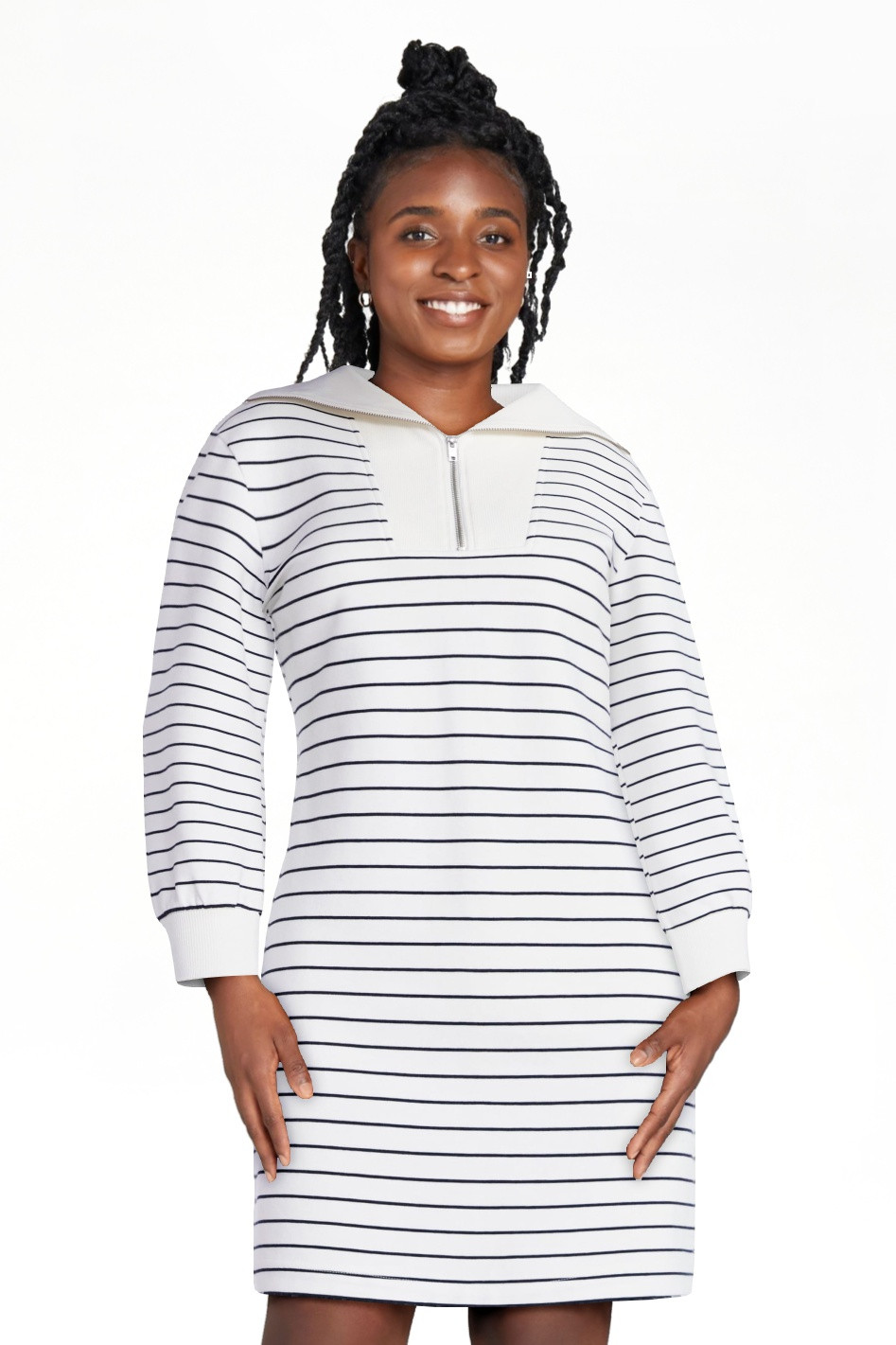 Free Assembly Women's and Women's Plus Half Zip Mini Dress with Long Sleeves, Sizes XS-4X | Walmart (US)