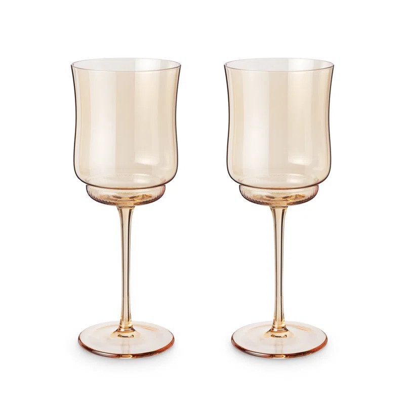 Tulip Stemmed Wine Glasses in Amber (Set of 2) | Wayfair North America