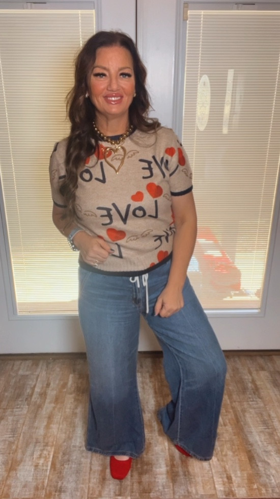 Loving this for teachers or casual Friday at the office! #valentinessweater #judybluejeans #palazzopants 

#LTKMidsize #LTKTall #LTKOver40