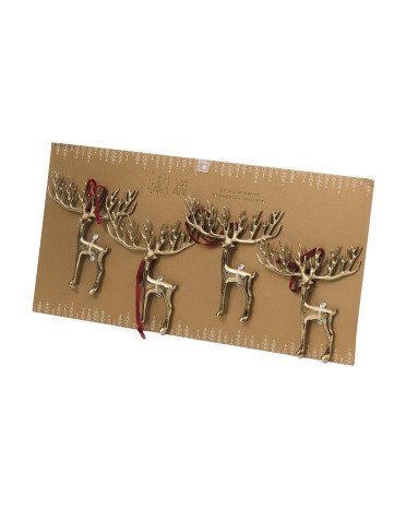 Set Of 4 Large Reindeer Ornaments | TJ Maxx
