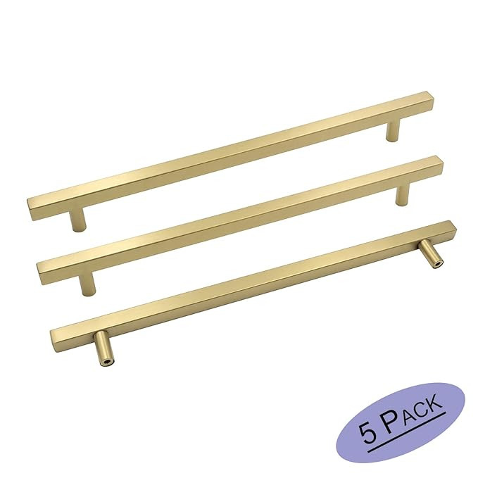 goldenwarm 5Pack Brass Cabinet Pulls Gold Kitchen Hardware - LS1212GD256 Gold Cabinet Knobs Dress... | Amazon (US)