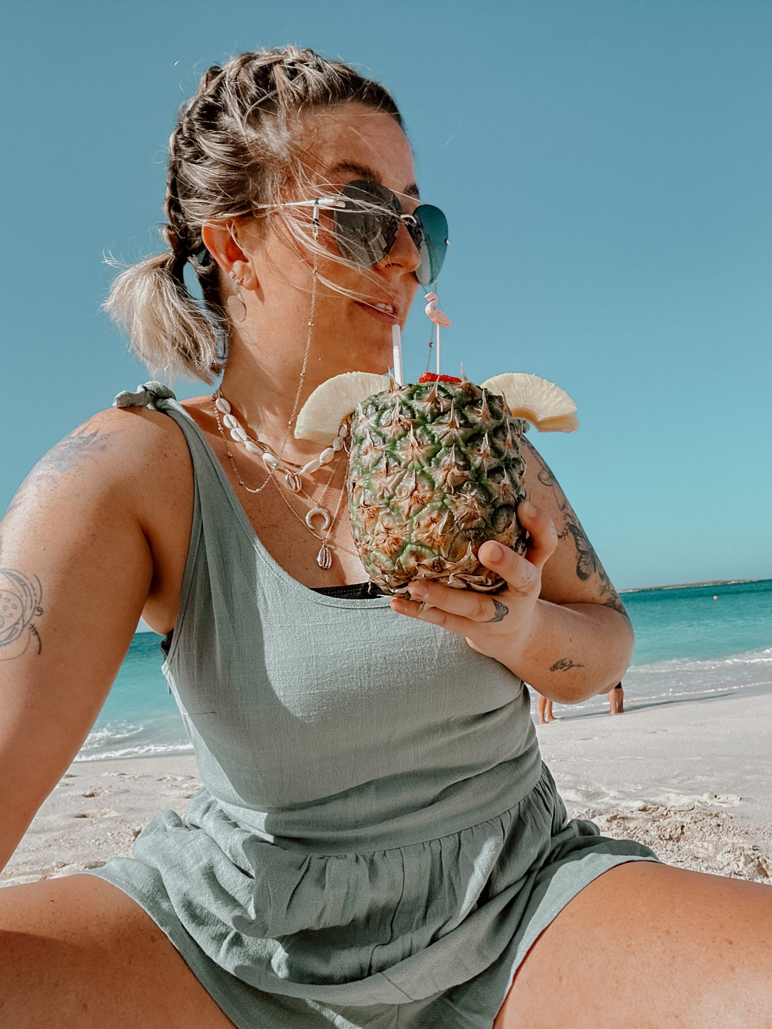 Bahamas outfit idea. Beach outfit idea. Cute green romper beach cover. Teal romper wearing medium (zip closure no stretch) 

#LTKswim #LTKSeasonal #LTKFind