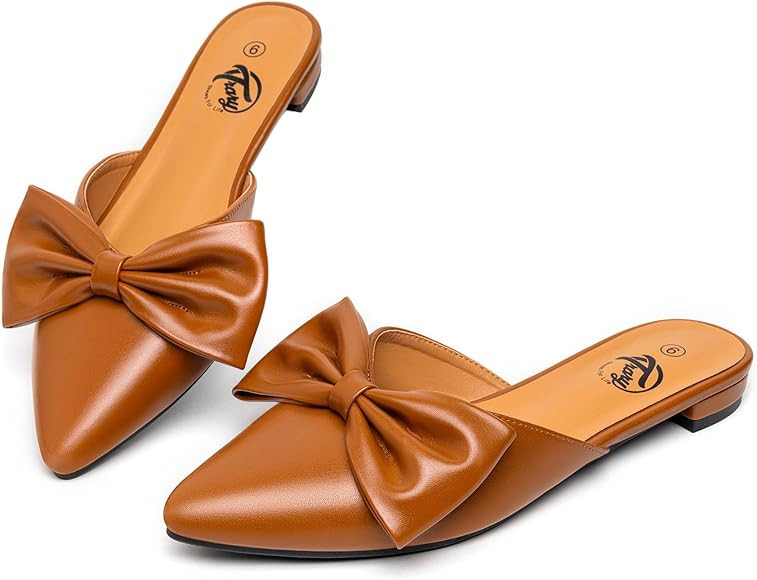Trary Mules for Women Flats Comfortable, Bow Pointed Toe Womens Mules, Flats Mules Shoes for Wome... | Amazon (US)