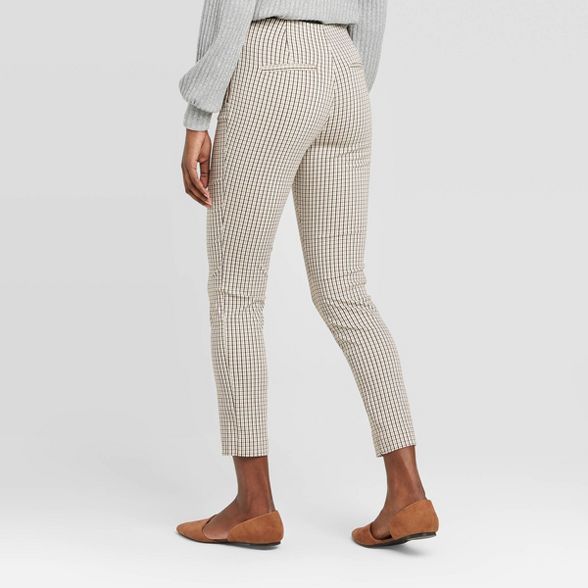 Women's Plaid High-Rise Skinny Ankle Pants - A New Day™ Brown | Target