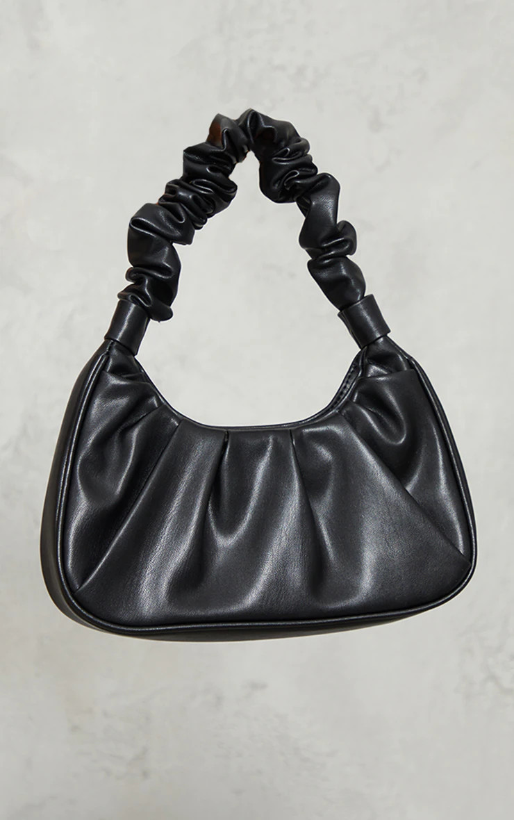 Black Extreme Ruched Handle Shoulder Bag | Pretty Little Thing (Australia & New Zealand)