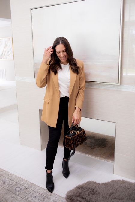 Easy Nsale fall outfit! 

Wearing size 8 in the jeans 
Size 9 in the booties 
Medium in the jacket (v oversized but I still took my normal size)

Nordstrom sale, tan blazer, oversized blazer, camel blazer, black jeans, affordable jeans, black booties


#LTKxNSale #LTKSeasonal #LTKworkwear
