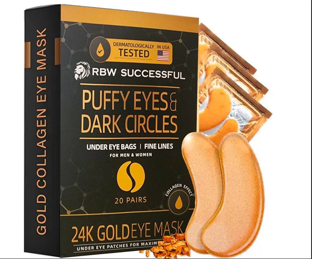 RBW 24k Gold Under Eye Patches for Puffy Eyes, Dark Circles, Wrinkles - Hyaluronate Infused Eye M... | Amazon (US)