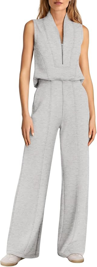Yanekop Womens Wide Leg Jumpsuits Sleeveless One Piece Jumpsuits Dressy Airport Travel Outfit Sum... | Amazon (US)